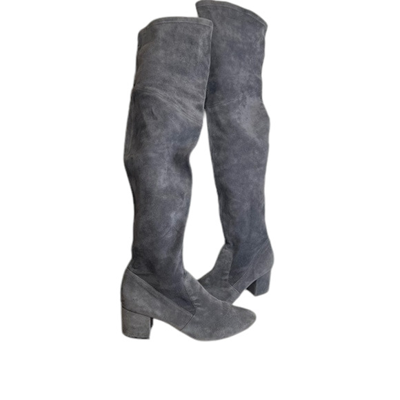 Schutz Tamarah slate gray stretch suede leather tall over knee boots size 8.5 - Picture 3 of 15